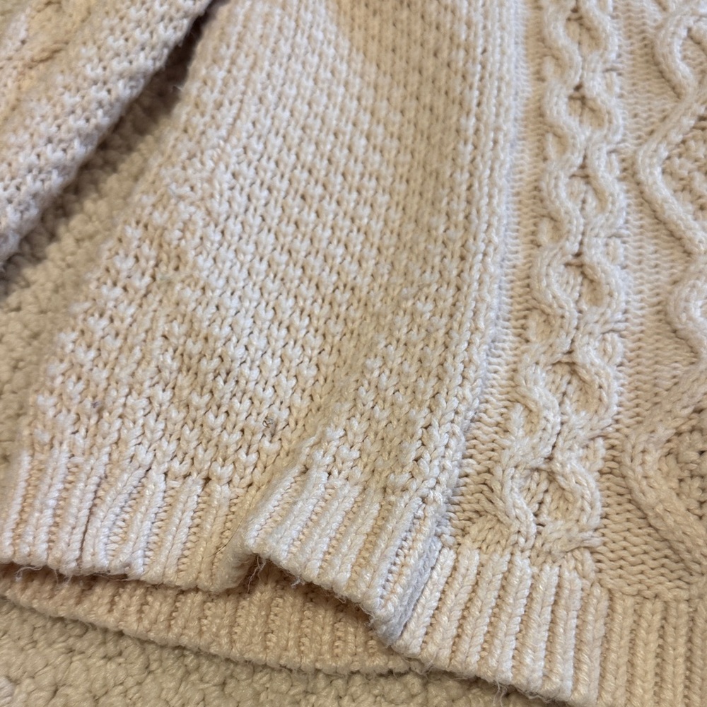 Mini Boden Cream Cable Knit Cardigan with Mustard Trim - Picture 8 of 13